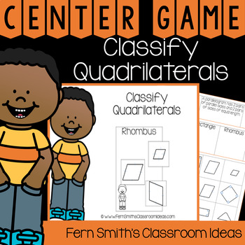 Classify Quadrilaterals Center Games by Fern Smith's Classroom Ideas