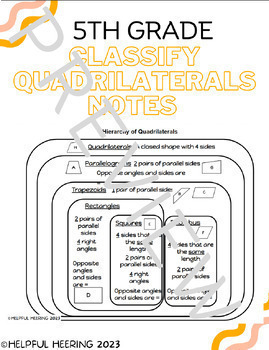 Preview of Classify Quadrilaterals Notes & Drag & Drop Page