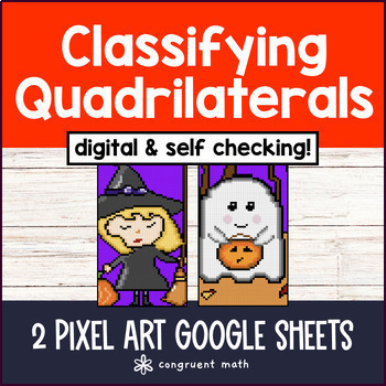 Preview of Classify Quadrilaterals Pixel Art Google Sheet | Thanksgiving | Rhombus Squares