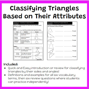 Preview of Classify Triangles By Sides and Angles