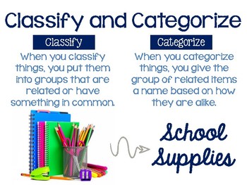 Classify and Categorize Anchor Chart by Miss Harmon's Resources | TPT