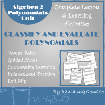 Preview of Classify and Evaluate Polynomial Functions - Algebra 2 - Polynomials Unit