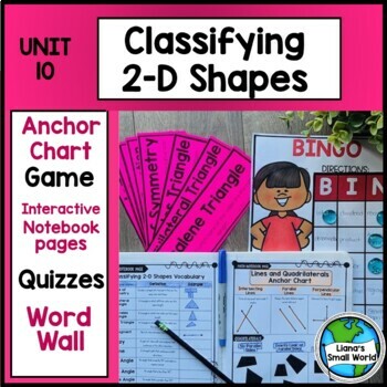 Preview of 4th Grade Classifying 2D Shapes Vocabulary Game and Strategy Anchor Chart Pack