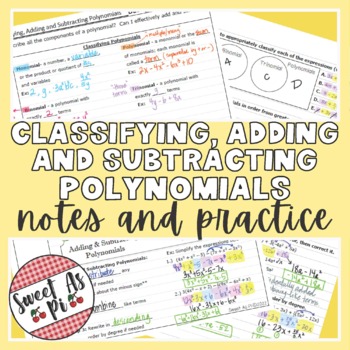 Preview of Classifying, Adding and Subtracting Polynomials - Guided Notes and Practice