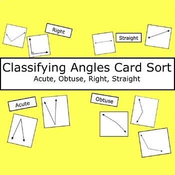 Preview of Classifying Angles Card Sort - Acute, Obtuse, Right, and Straight