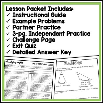 classifying angles lesson 4th grade geometry lesson packet 4g1 4md5