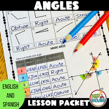 Preview of Classifying Angles, Measuring Angles, Naming Angles Lesson Packet