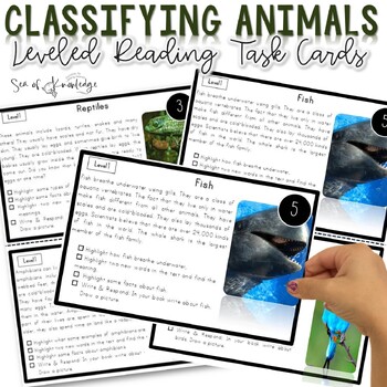 Preview of Leveled Reading Passages with Questions - Classifying Animals