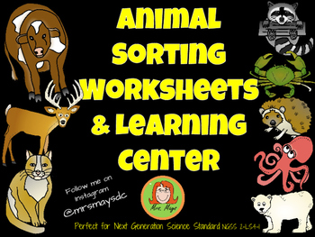 Preview of Classifying Animals Sorting Worksheets & Center