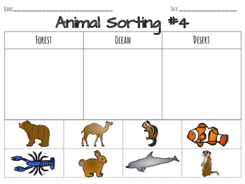 classifying animals sorting worksheets center by mrs mays tpt