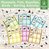 Classifying Animals. Vertebrates matching mats and cards (