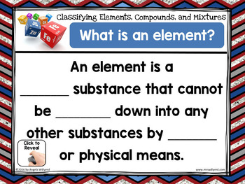 Chemistry Classifying Matter Elements Compounds Mixtures