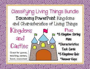 Preview of Kingdoms & Classifying Living Things BUNDLE- PowerPoint, Task Cards Center, Quiz