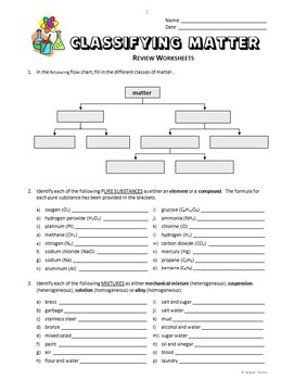 images of science classification worksheet Editable Worksheets Matter Class...