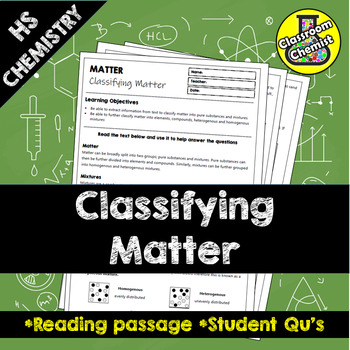 Preview of Classifying Matter worksheet
