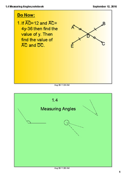 Preview of Classifying, Naming & Measuring Angles and using the Angle Addition Postulate