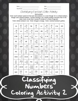 Classifying Numbers Coloring Activity 2 Distance Learning By Jstalling