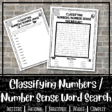 Classifying Numbers/Number Sense Word Search | Vocabulary 
