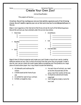 Preview of Classifying Organisms- Create a Zoo