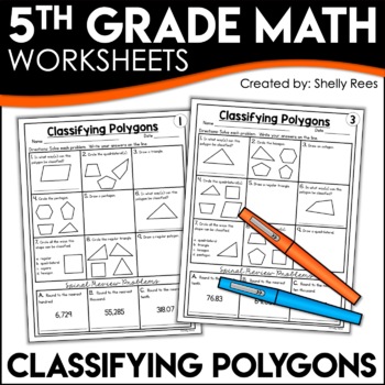 Preview of Classifying Polygons Worksheets 5th Grade