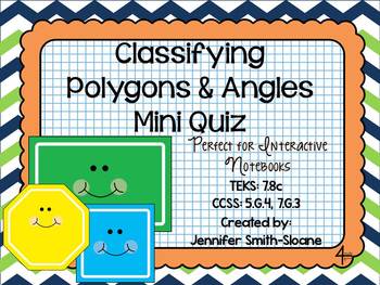 Preview of Classifying Polygons and Angles Lesson for Interactive Notebook with Quiz