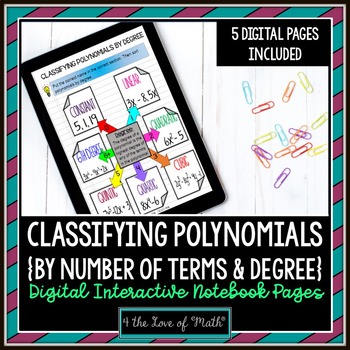 Preview of Classifying Polynomials Digital Interactive Notebook Pages