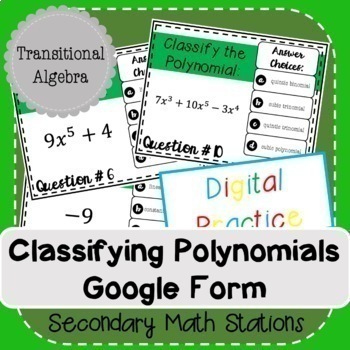 Preview of Classifying Polynomials Google Form (Digital)