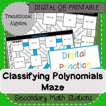 Preview of Classifying Polynomials Maze (Digital and Printable)