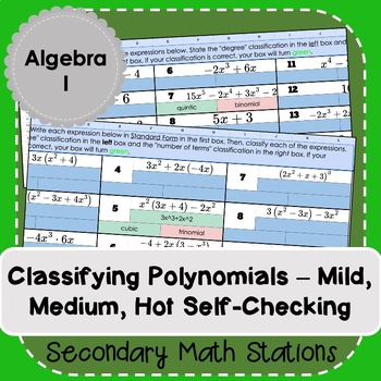 Preview of Classifying Polynomials Mild, Medium, Hot Self-Checking (Digital)