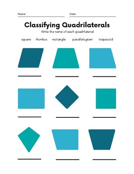 Preview of Classifying Quadrilaterals