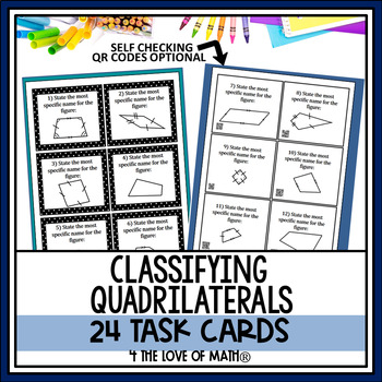 Preview of Classifying Quadrilaterals Activity: 24 Task Cards