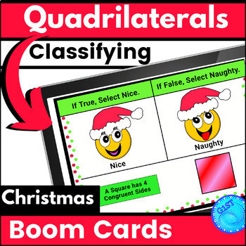 Preview of Classifying Quadrilaterals Christmas Activity CCSS 5.G.3 & 5.G.4 Digital Boom