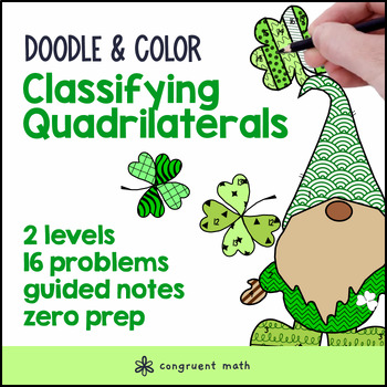 Preview of [Free] Classifying Quadrilaterals Doodle Math, Color by Number St. Patrick's Day
