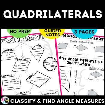 Preview of Classifying Quadrilaterals & Finding Angle Measures Sketch Notes & Practice