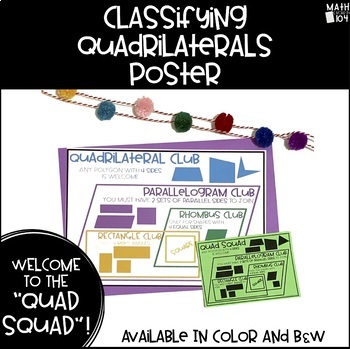 Preview of Classifying Quadrilaterals Poster - Quadrilateral Club/Quad Squad