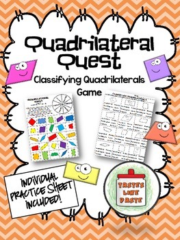 Preview of Classifying Quadrilaterals: Quadrilateral Quest Game and Practice Sheet