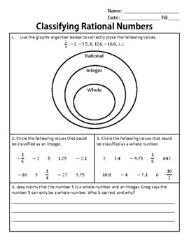 classifying rational numbers practice and problem solving c