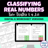 Classifying Real Numbers Activity Two Truths & a Lie - Dig