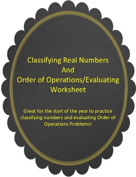 Preview of Classifying Real Numbers and Order of Operations Worksheet