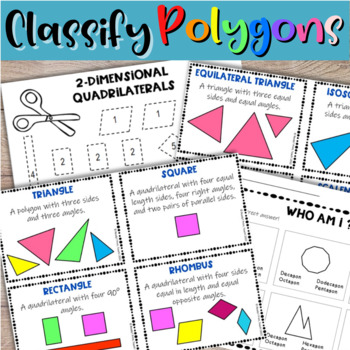 Preview of Classifying Polygons 2D shapes sort Quadrilaterals Triangles Attributes Hands-on