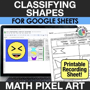 Preview of Classifying Shapes 5th Grade Digital Math Pixel Art Math Review Center 5.G.3