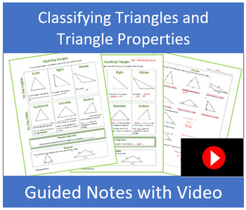 Preview of Classifying Triangle Guided Notes with Video