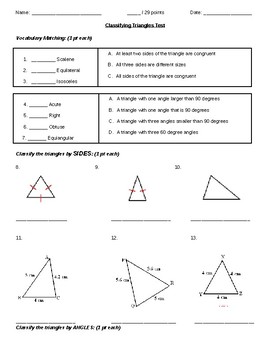 Preview of Classifying Triangles Assessment