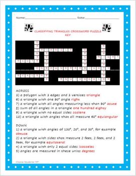 Classifying Triangles Crossword Puzzle by Champ Students TPT