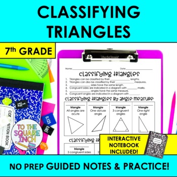 Preview of Classifying Triangles Notes & Practice | + Interactive Notebook Format