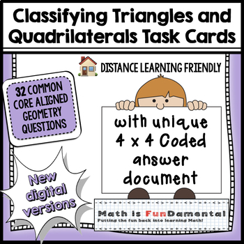 Preview of Classifying Triangles & Quadrilaterals Task Cards | Google Apps