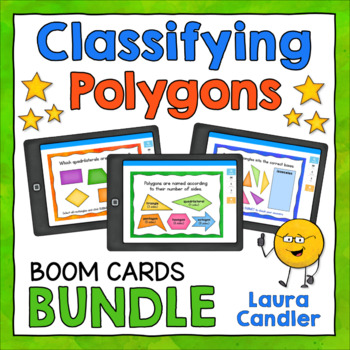 Preview of Classifying Triangles, Quadrilaterals, and Polygons Boom Cards Bundle with Audio