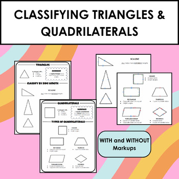 Preview of Classifying Triangles and Quadrilaterals Reference Sheet