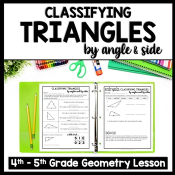 Preview of Classifying Triangles Angles Sides Activity Notes, Types of Triangles Worksheet