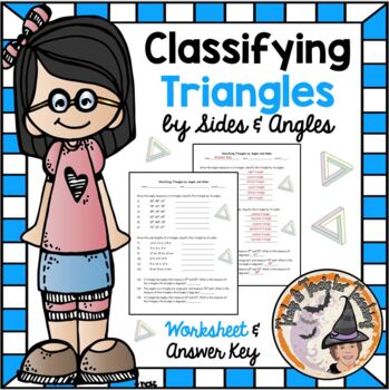 Preview of Classifying Triangles by Angles and Sides Worksheet and Answer KEY Geometry